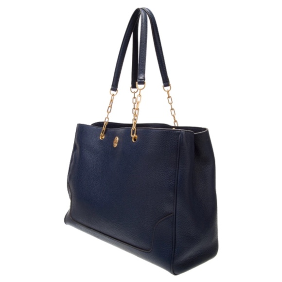 TORY BURCH Marsden Pebbled Black Leather Tote, Large - Picture 2 of 8